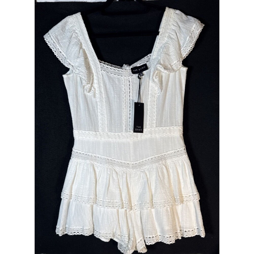 The Sang White Romper Large Ruffle Lace NWT Festival Beach Twee